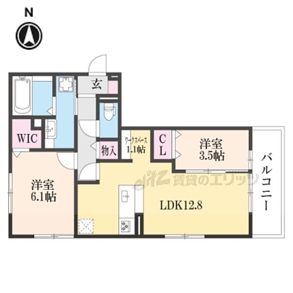 フロレゾン北花山A 307｜京都府京都市山科区北花山大林町(賃貸アパート2LDK・3階・56.68㎡)の写真 その2