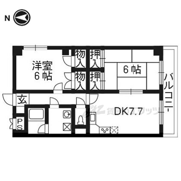 京都府京都市伏見区向島吹田河原町(賃貸マンション2DK・3階・48.60㎡)の写真 その2