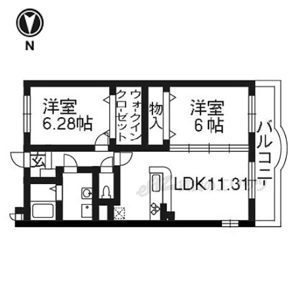 シャルマン小野 313｜京都府京都市山科区小野荘司町(賃貸マンション2LDK・3階・57.08㎡)の写真 その2