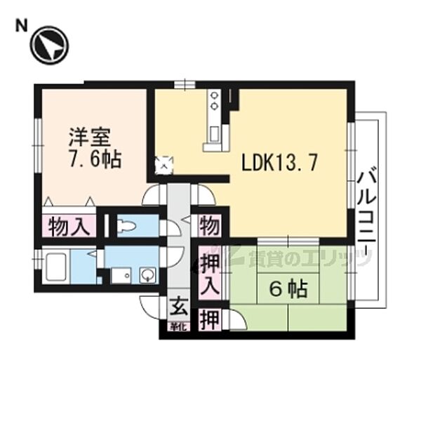 滋賀県大津市大江５丁目(賃貸アパート2LDK・2階・62.10㎡)の写真 その2