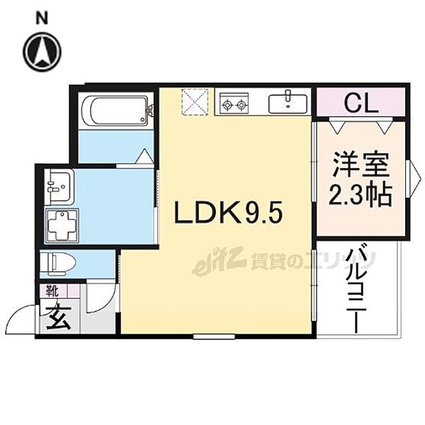 Ｒ－ｓｍａｒｔ椥辻 201｜京都府京都市山科区西野山中臣町(賃貸アパート1LDK・2階・28.33㎡)の写真 その2