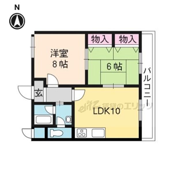 トップペアー福甚？2 206｜滋賀県草津市野路東４丁目(賃貸マンション2LDK・2階・52.80㎡)の写真 その2