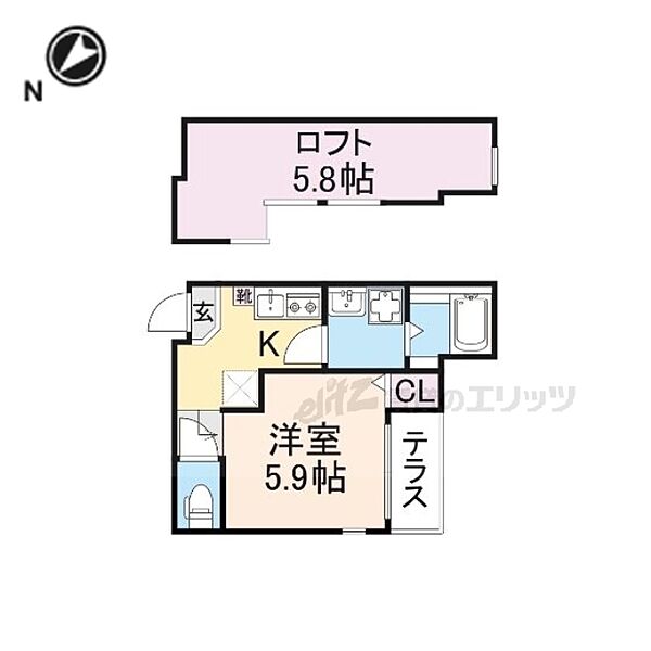 ハーモニーテラス京都石田 103｜京都府京都市伏見区醍醐東合場町(賃貸アパート1K・1階・20.67㎡)の写真 その2