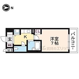 京都地下鉄東西線 東山駅 徒歩8分の賃貸マンション 6階1Kの間取り