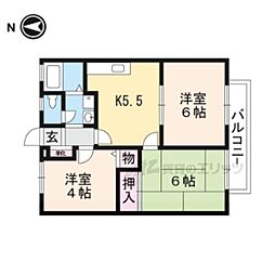 グランシャリオＣ棟 2階3DKの間取り