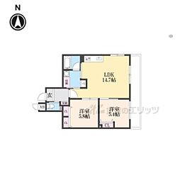 インサイトルポ山科新十条 3階2LDKの間取り