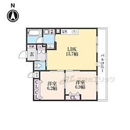 インサイトルポ山科新十条 4階2LDKの間取り