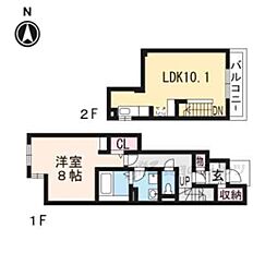 シカタ　ロジュマン 1階1LDKの間取り