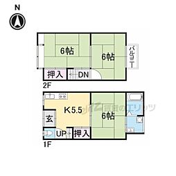 京阪宇治線 観月橋駅 徒歩17分の賃貸一戸建て 1階3DKの間取り