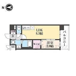 ソルテラス京都JUJO薫 3階1LDKの間取り