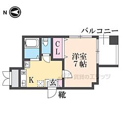 京都市営烏丸線 五条駅 徒歩3分の賃貸マンション 5階1Kの間取り