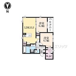 京都地下鉄東西線 三条京阪駅 徒歩2分の賃貸アパート 2階2LDKの間取り
