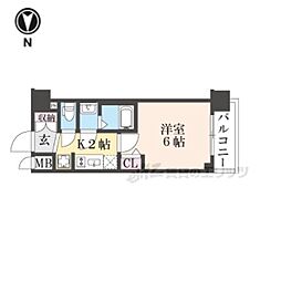 プレサンス十条凛華 5階1Kの間取り