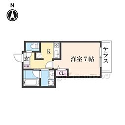 京阪本線 丹波橋駅 徒歩7分の賃貸アパート 1階1Kの間取り