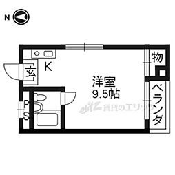 アサヒカレッジハイツ 3階ワンルームの間取り