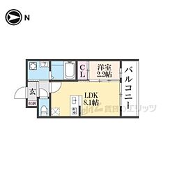 アドバンス京都リエートII 4階1LDKの間取り