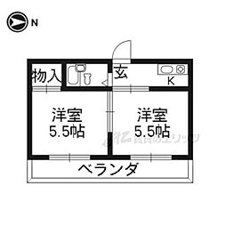 京阪本線 墨染駅 徒歩4分の賃貸マンション 1階2Kの間取り
