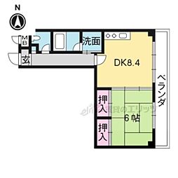 エクセル新十条 1DKの間取図画像