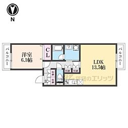 ｍａｎｓｉｏｎ東福寺 2階1LDKの間取り