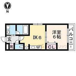 ブリリアコート丹波橋 1階1DKの間取り