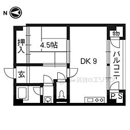 ヴィラ岡崎 3階1LDKの間取り