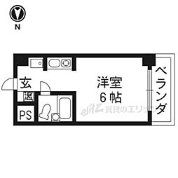 京都市営烏丸線 五条駅 徒歩9分の賃貸マンション 6階1Kの間取り