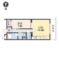 京都市営烏丸線 四条駅 徒歩10分の賃貸マンション 5階1LDKの間取り