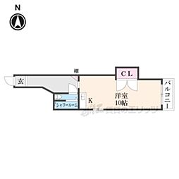 パレス松原 ワンルームの間取図画像