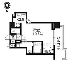 アスヴェル京都御所前3 1Kの間取図画像