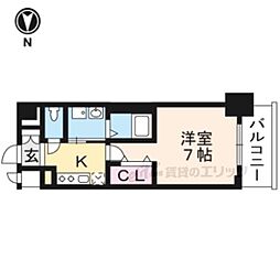 ベラジオ雅び烏丸十条 1Kの間取図画像