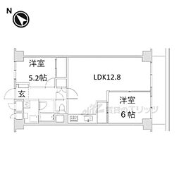 山科不二サンハイツ 2LDKの間取図画像