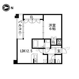 プリオール烏丸三条 1LDKの間取図画像
