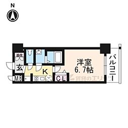 プレサンスTHEKYOTO澄華 1Kの間取図画像