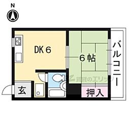 木村マンション 1DKの間取図画像