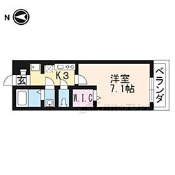 クレール北白川 1Kの間取図画像