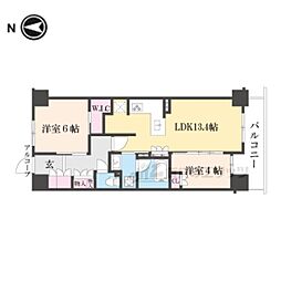 ファインレジデンス京都五条通 2LDKの間取図画像