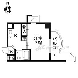 賀茂学生会館 1Kの間取図画像