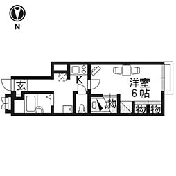 レオパレス宇治川 1Kの間取図画像