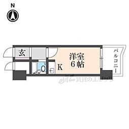 朝日プラザ鴨川 ワンルームの間取図画像