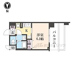 プレサンス京都室町通紫水 1Kの間取図画像