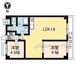 エスポワール京都 2LDKの間取図画像