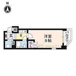 アクシルコート京都二条イースト棟 1Kの間取図画像