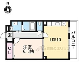 ザレジデンス京都・東 1LDKの間取図画像