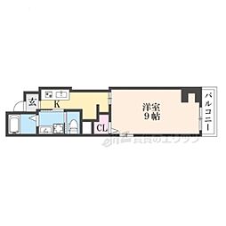 レガリア京都烏丸 1Kの間取図画像
