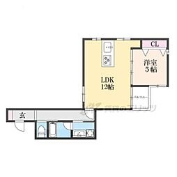 レガリア京都烏丸 1LDKの間取図画像