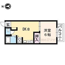 セジュール・コスモスB棟 1LDKの間取図画像