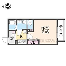 京都市左京区田中関田町アパート 1Kの間取図画像