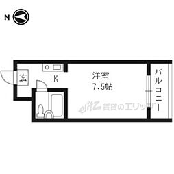 第二京都メゾンベルジュ西京極 1Kの間取図画像