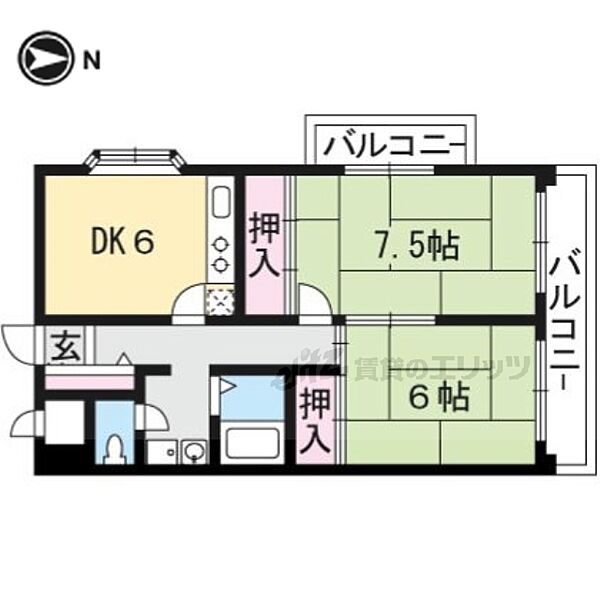 プラムタウンイマイ 201｜京都府京都市右京区太秦京ノ道町(賃貸マンション2DK・2階・49.50㎡)の写真 その2