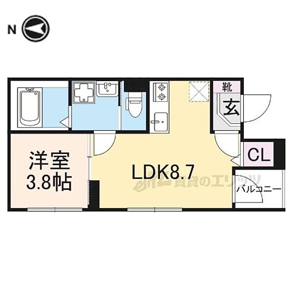 京都府京都市中京区西ノ京壺ノ内町(賃貸アパート1LDK・2階・30.04㎡)の写真 その2